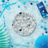 Bichon Frise Botten en Paws Blue Papieren Bordje (Feest)