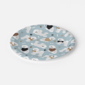 Bichon Frise Botten en Paws Blue Papieren Bordje (Gekanteld)