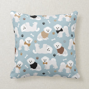 Bichon Frise Botten en Paws Blue Sierkussen