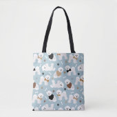 Bichon Frise Botten en Paws Blue Tote Bag (Voorkant)