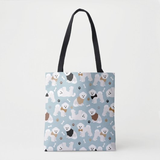 Bichon Frise Botten en Paws Blue Tote Bag (Voorkant)