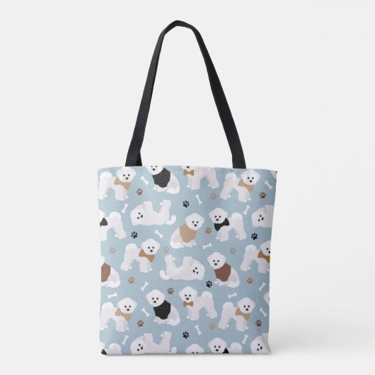 Bichon Frise Botten en Paws Blue Tote Bag (Achterkant)