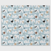 Bichon Frise-Botten en paws Blue Wrapping Paper Cadeaupapier (Vlak)