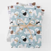Bichon Frise Botten en Paws Gray Blue Paars Inpakpapier Vel (In situ)