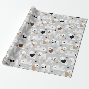 Bichon Frise Botten en Paws Gray Cadeaupapier