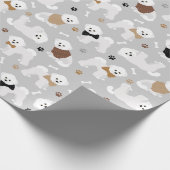 Bichon Frise Botten en Paws Gray Cadeaupapier (Hoek)