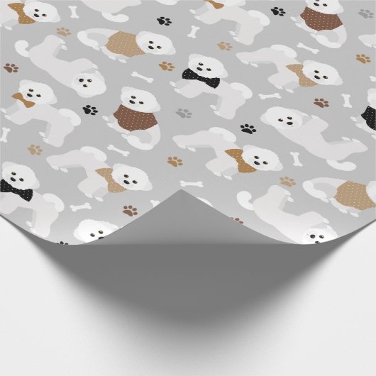 Bichon Frise Botten en Paws Gray Cadeaupapier (Hoek)