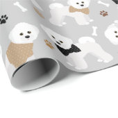 Bichon Frise Botten en Paws Gray Cadeaupapier (Rol Hoek)