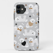 Bichon Frise Botten en Paws Gray Case-Mate iPhone Case (Achterkant)