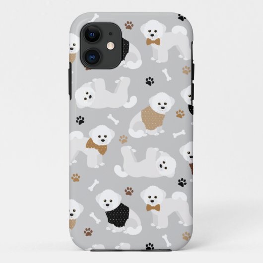 Bichon Frise Botten en Paws Gray Case-Mate iPhone Case (Achterkant)