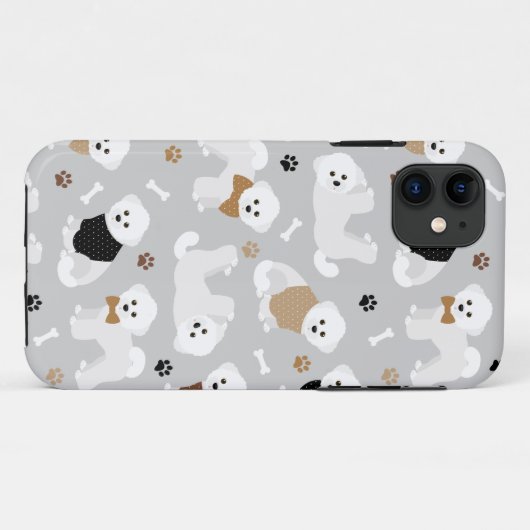 Bichon Frise Botten en Paws Gray Case-Mate iPhone Case (Achterkant (horizontaal))