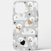 Bichon Frise Botten en Paws Gray Case-Mate iPhone Case (Achterkant)