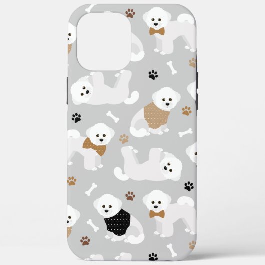 Bichon Frise Botten en Paws Gray Case-Mate iPhone Case (Achterkant)