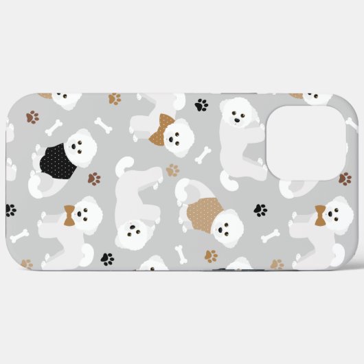 Bichon Frise Botten en Paws Gray Case-Mate iPhone Case (Achterkant (horizontaal))