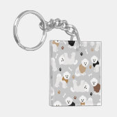 Bichon Frise Botten en Paws Gray Sleutelhanger (Voorkant Links)