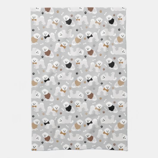 Bichon Frise Botten en Paws Gray Theedoek (Verticaal)