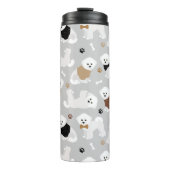 Bichon Frise Botten en Paws Gray Thermosbeker (Voorkant)
