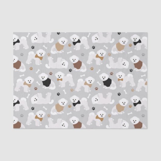 Bichon Frise Botten en Paws Gray Tissuepapier (Voorkant)