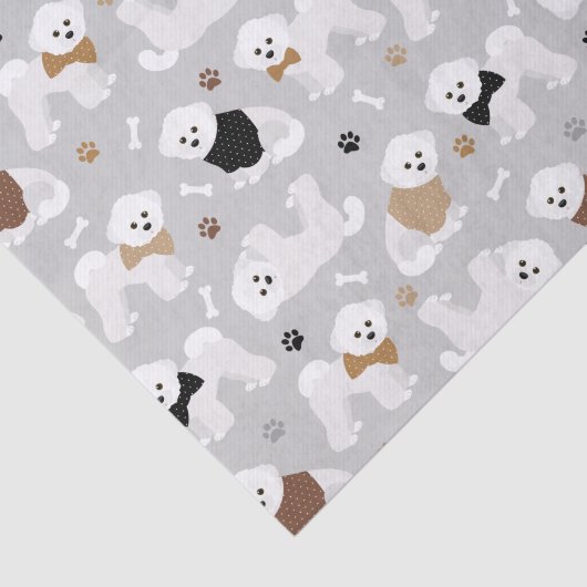 Bichon Frise Botten en Paws Gray Tissuepapier (Detail)