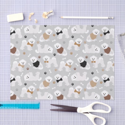 Bichon Frise Botten en Paws Gray Tissuepapier (Craft)