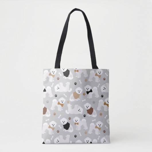 Bichon Frise Botten en Paws Gray Tote Bag (Voorkant)