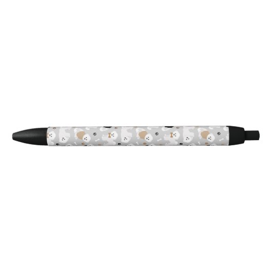 Bichon Frise Botten en Paws Gray Zwarte Inkt Pen (Voorkant)