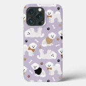 Bichon Frise Botten en Paws Paars Case-Mate iPhone Case (Achterkant)