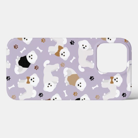 Bichon Frise Botten en Paws Paars Case-Mate iPhone Case (Achterkant (horizontaal))