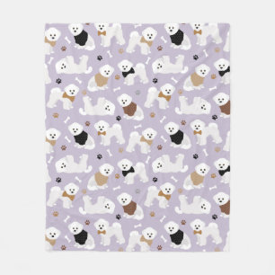 Bichon Frise Botten en Paws Paars Fleece Blanket Deken