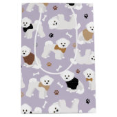 Bichon Frise Botten en Paws Paars Medium Cadeauzakje (Voorkant)