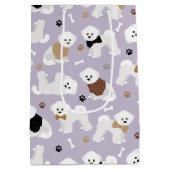 Bichon Frise Botten en Paws Paars Medium Cadeauzakje (Achterkant)
