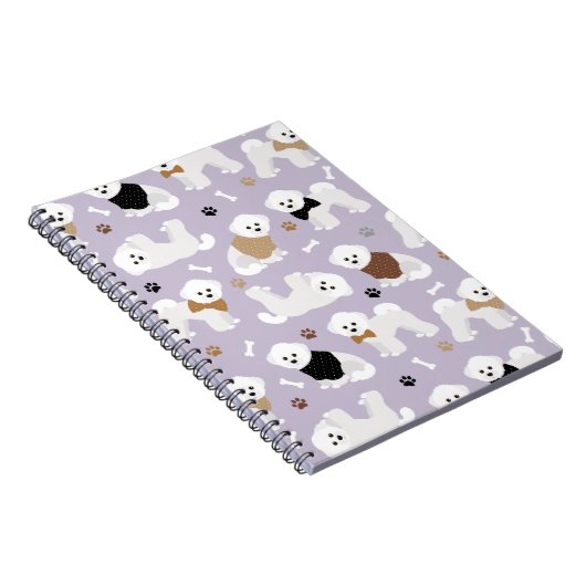 Bichon Frise Botten en Paws Paars Notitieboek (Rechterzijde)