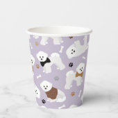 Bichon Frise Botten en Paws Paars Papieren Bekers (Achterkant)