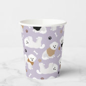 Bichon Frise Botten en Paws Paars Papieren Bekers (Links)