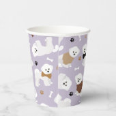 Bichon Frise Botten en Paws Paars Papieren Bekers (Rechts)
