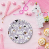 Bichon Frise Botten en Paws Paars Papieren Bordje (Feest)