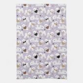 Bichon Frise-Botten en Paws Paarse keukenhanddoeke Theedoek (Verticaal)