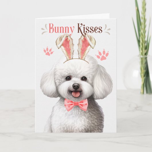 Bichon Frise Bunny Ears Paasvakantie Kaart (Voorkant)