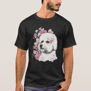Bichon Frise Cherry Blossom Hondenras Japans Sak T-shirt