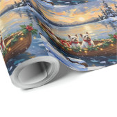 Bichon Frise Christmas Boat Holiday Cadeaupapier (Rol Hoek)