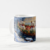 Bichon Frise Christmas Boat Holiday Koffiemok (Voorkant links)