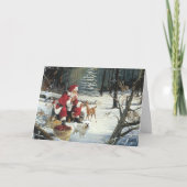 Bichon Frise Christmas Card Santa Woods Feestdagen Kaart (Voorkant)