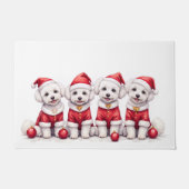 Bichon Frise Christmas Dress Santa Hat Deurmat (Voorkant)