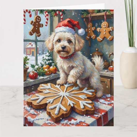 Bichon Frise Christmas Gingerbread Baking Holiday Kaart (Voorkant)