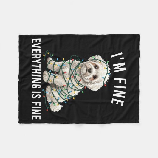 Bichon Frise Christmas I'm Fine Everything Is Fine Fleece Deken (Voorkant (Horizontaal))