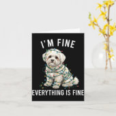 Bichon Frise Christmas I'm Fine Everything Is Fine Kaart (Gele Bloem)