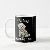 Bichon Frise Christmas I'm Fine Everything Is Fine Koffiemok (Links)