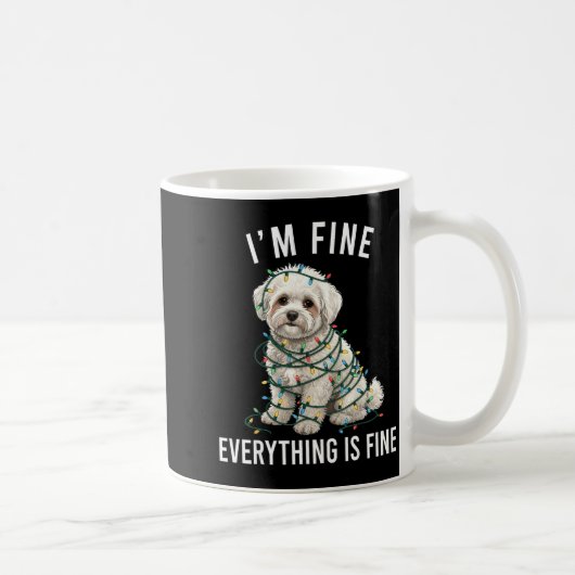 Bichon Frise Christmas I'm Fine Everything Is Fine Koffiemok (Rechts)