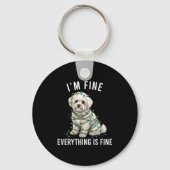 Bichon Frise Christmas I'm Fine Everything Is Fine Sleutelhanger (Voorkant)