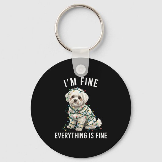Bichon Frise Christmas I'm Fine Everything Is Fine Sleutelhanger (Voorkant)